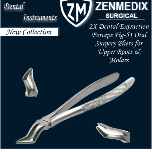 2X Dental Extraction Forceps Fig-51 Oral Surgery Pliers for Upper Roots & Molars 2X Dental Extraction Forceps Fig-51 Oral Surgery Pliers for Upper Roots & Molars