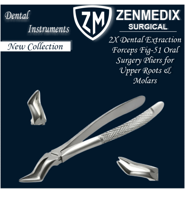 2X Dental Extraction Forceps Fig-51 Oral Surgery Pliers for Upper Roots & Molars