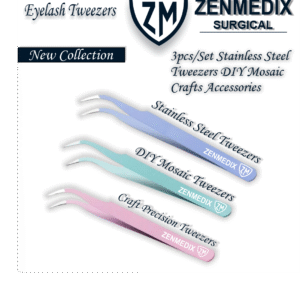 Stainless Steel Tweezers Set 3pcs – Precision Tools for DIY Mosaic & Crafts