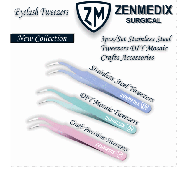 Stainless Steel Tweezers Set 3pcs – Precision Tools for DIY Mosaic & Crafts